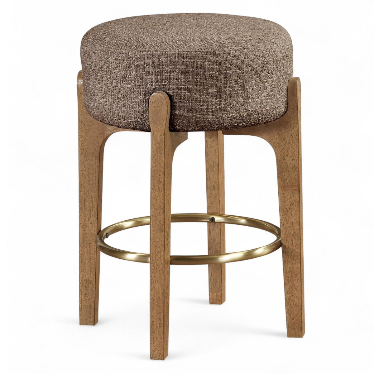 Torino Brown Fabric Upholstered Counter Stool, Set of 2 in brown walnut finish, 18Wx18Dx27.25H, primary product view