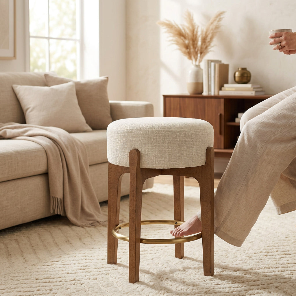 Torino Cream Fabric Upholstered Counter Stool Set of 2