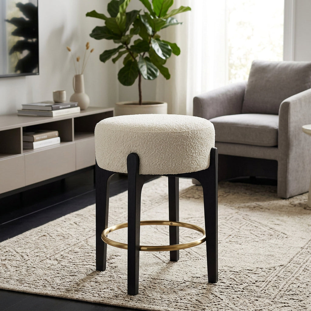 Torino Cream Fabric Upholstered Counter Stool Set of 2
