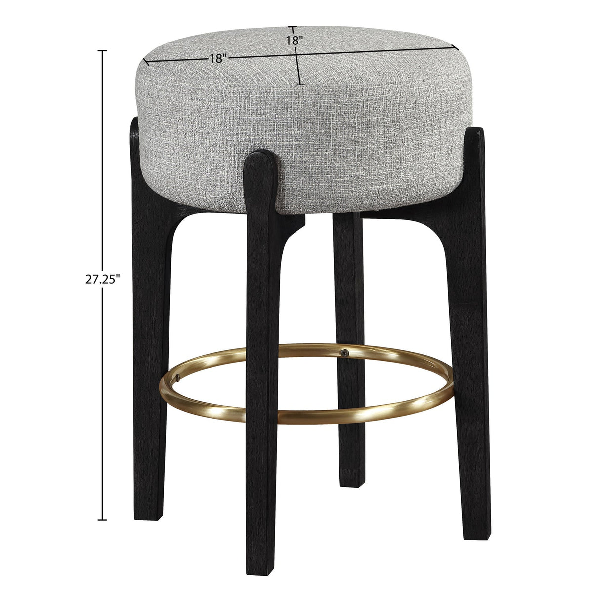 Torino Grey Fabric Upholstered Counter Stool Set of 2