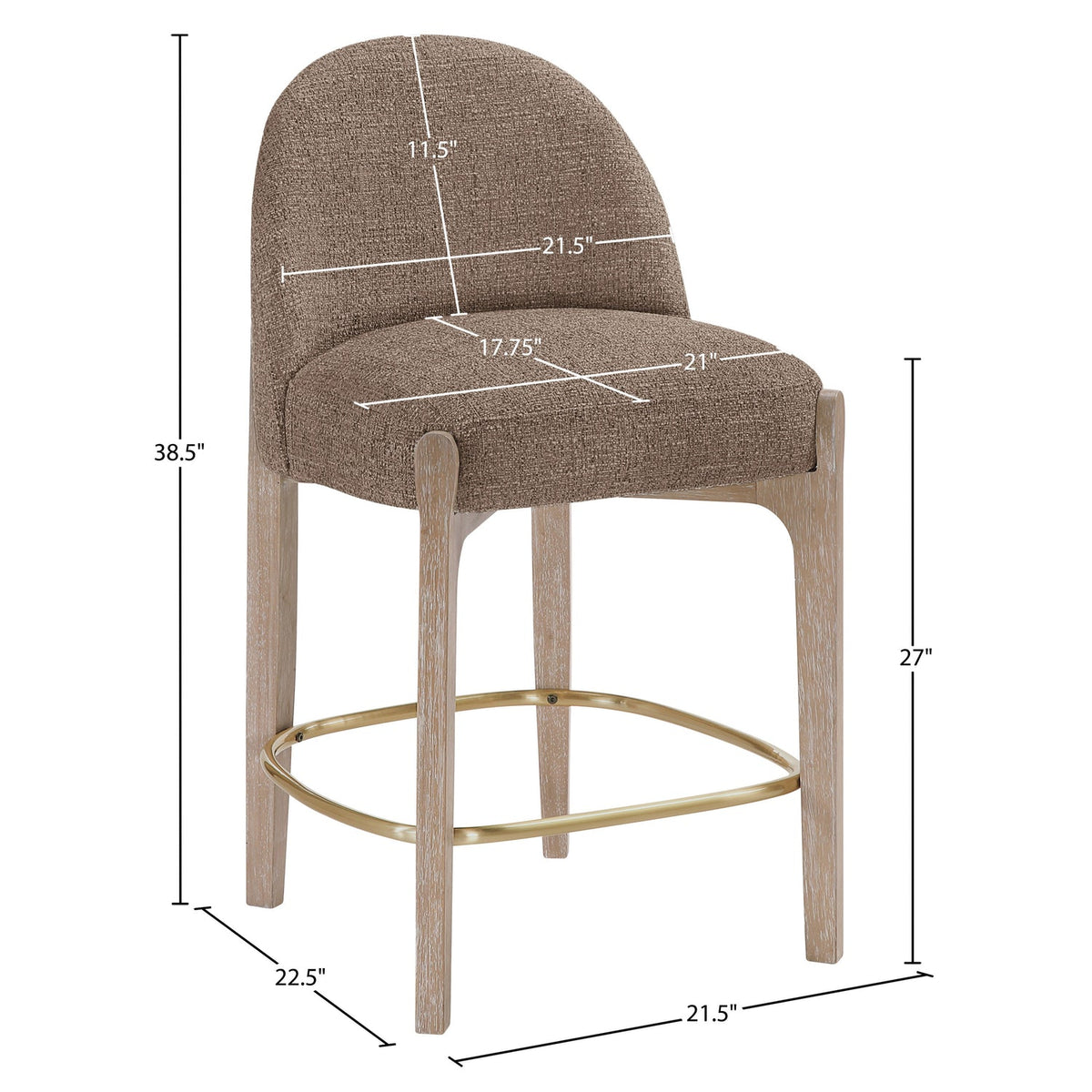 Torino Brown Fabric Upholstered Counter Stool Set of 2