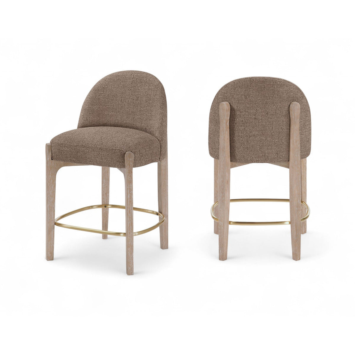 Torino Brown Fabric Upholstered Counter Stool Set of 2