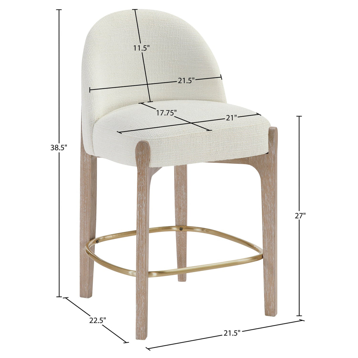 Torino Cream Fabric Upholstered Counter Stool Set of 2