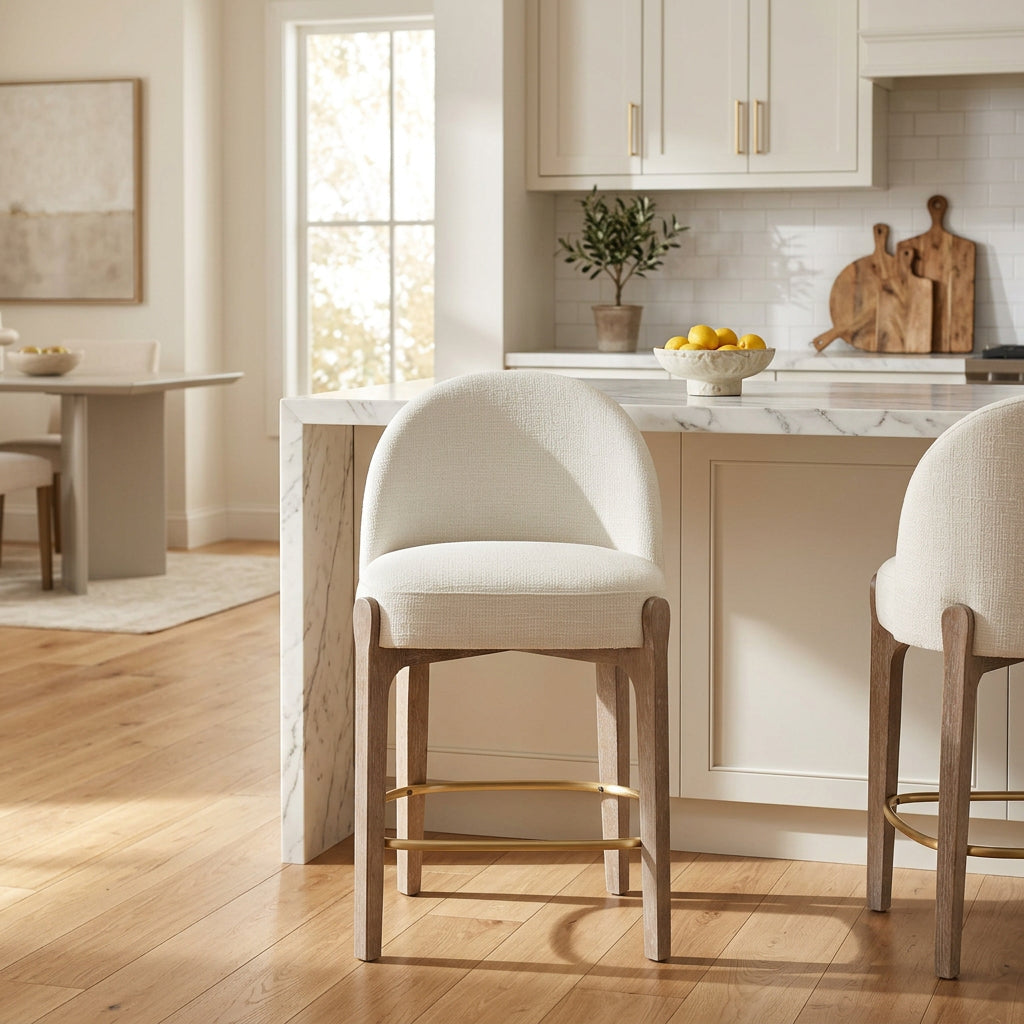 Torino Cream Fabric Upholstered Counter Stool Set of 2