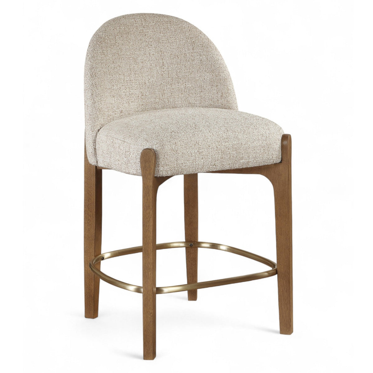 Torino Beige Fabric Upholstered Counter Stool, Set of 2 in beige linen-textured fabric, primary product view