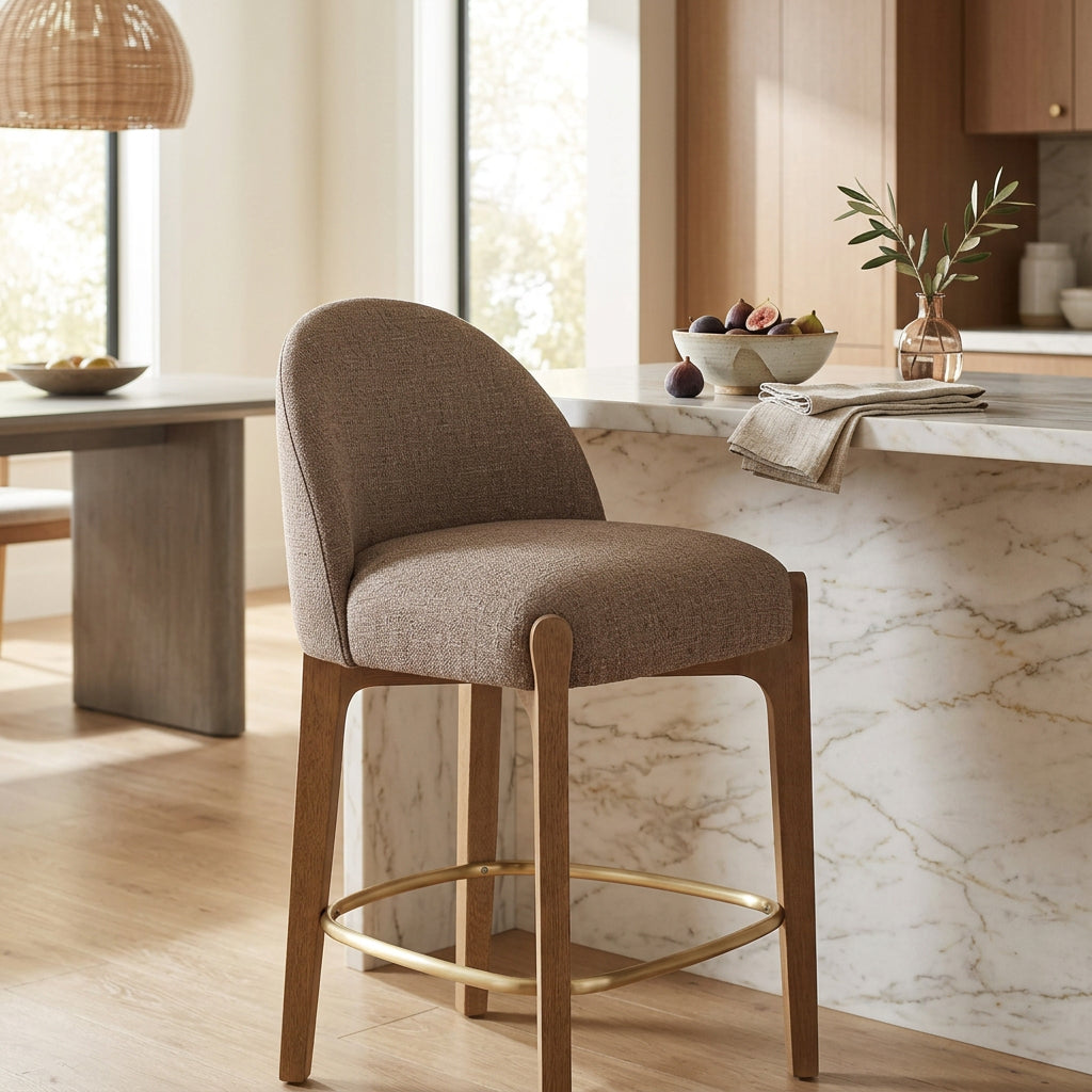 Torino Brown Fabric Upholstered Counter Stool Set of 2