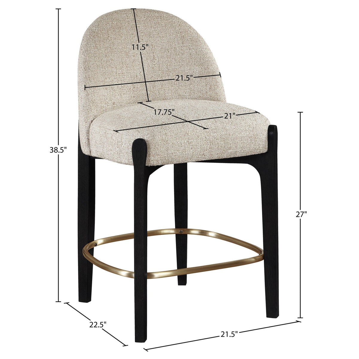 Torino Beige Fabric Upholstered Counter Stool Set of 2