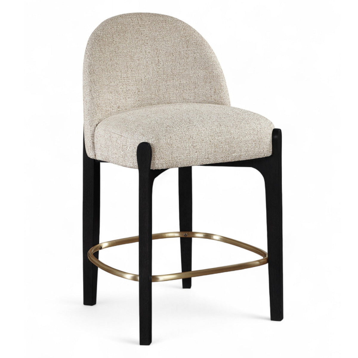Torino Beige Fabric Upholstered Counter Stool, Set of 2 in beige linen-textured fabric, primary product view