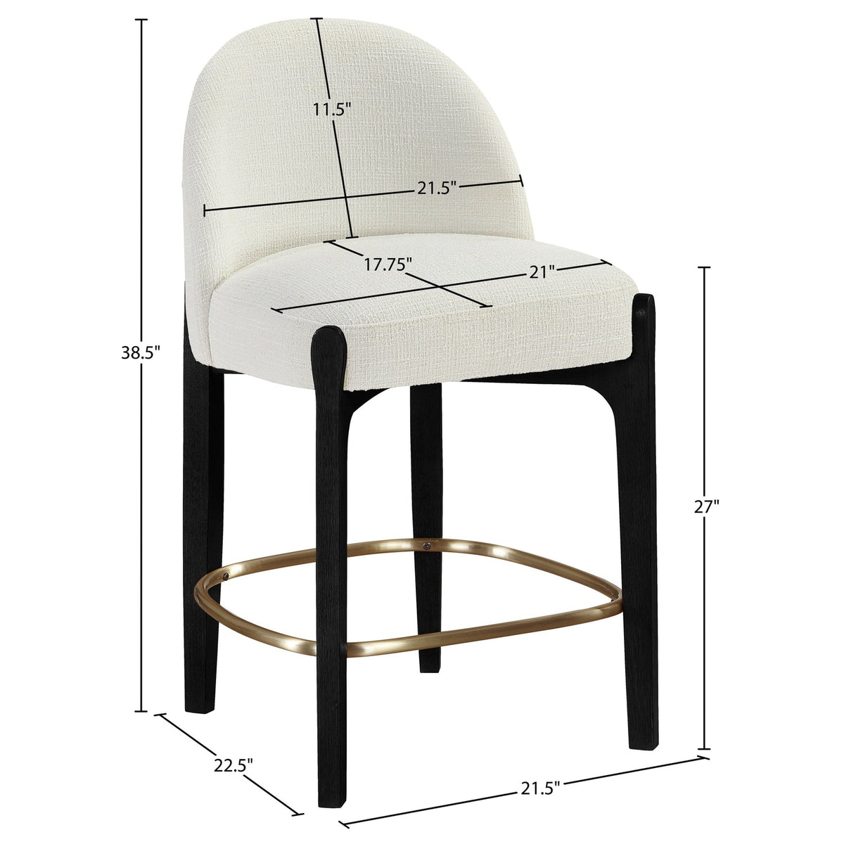 Torino Cream Fabric Upholstered Counter Stool Set of 2