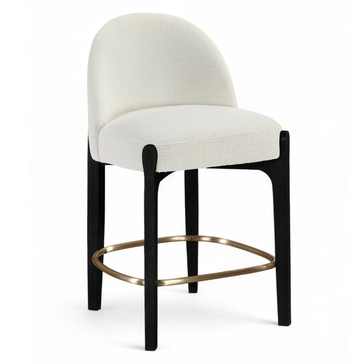 Torino Cream Fabric Upholstered Counter Stool, Set of 2 in black finish, 21.5Wx22.5Dx38.5H, primary product view
