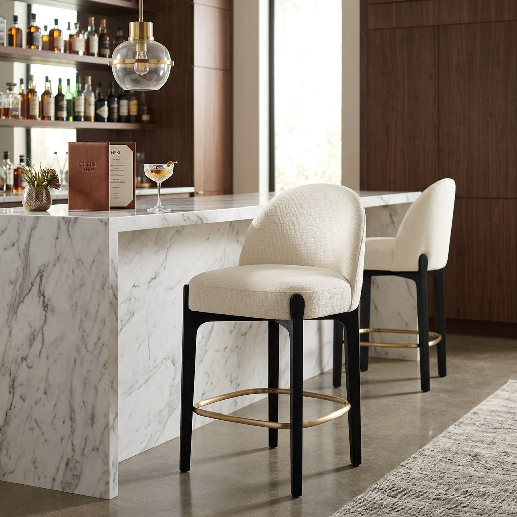 Torino Cream Fabric Upholstered Counter Stool Set of 2
