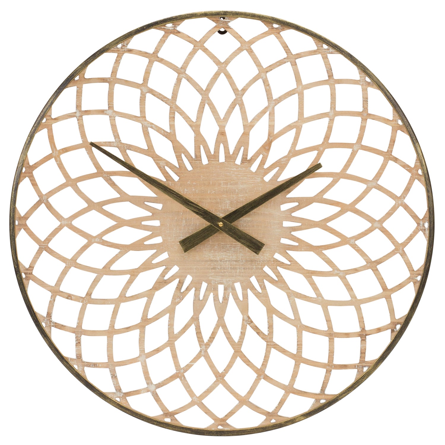 Round Lattice Wood Wall Clock