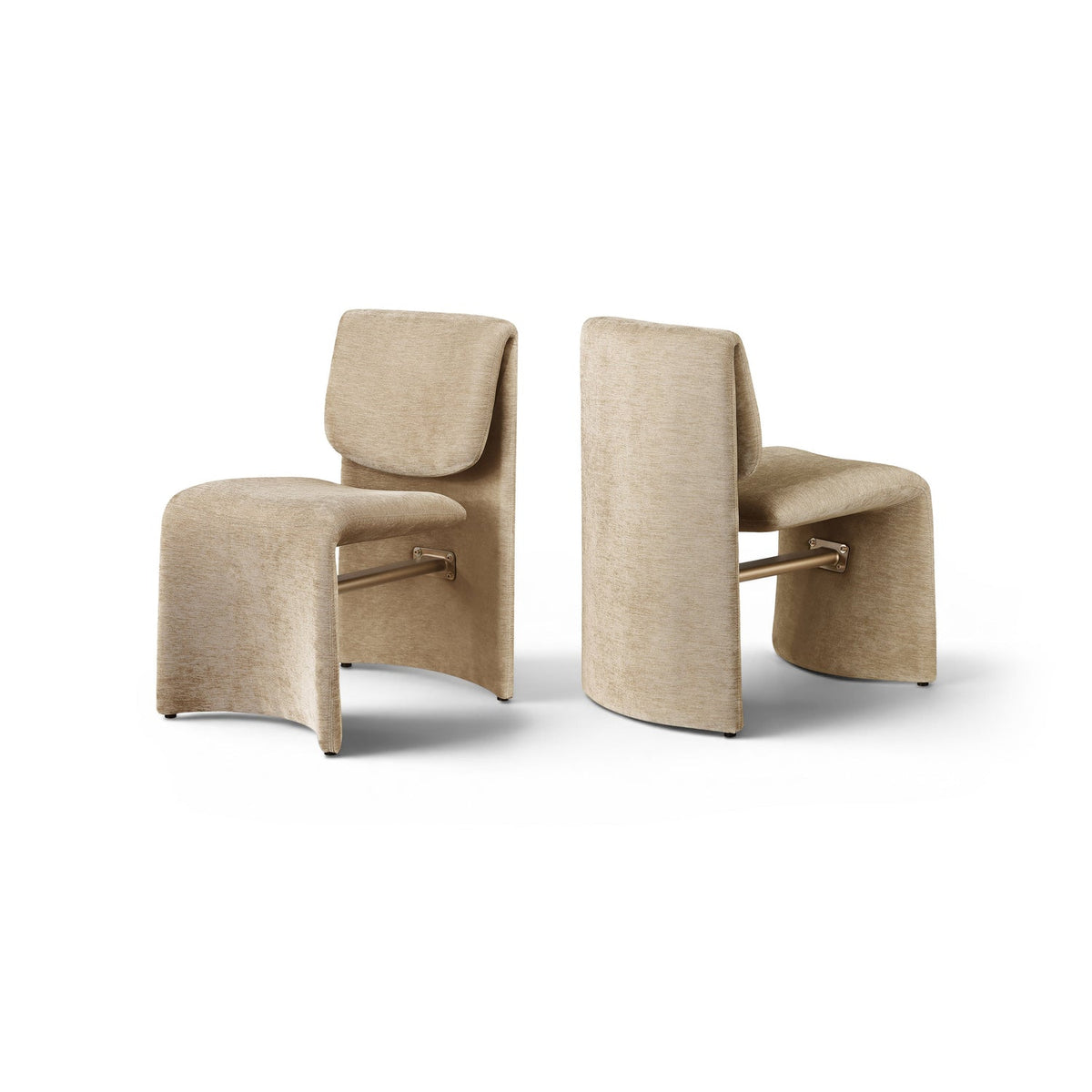 Slique Beige Performance Fabric Upholstered Dining Chair Set of 2