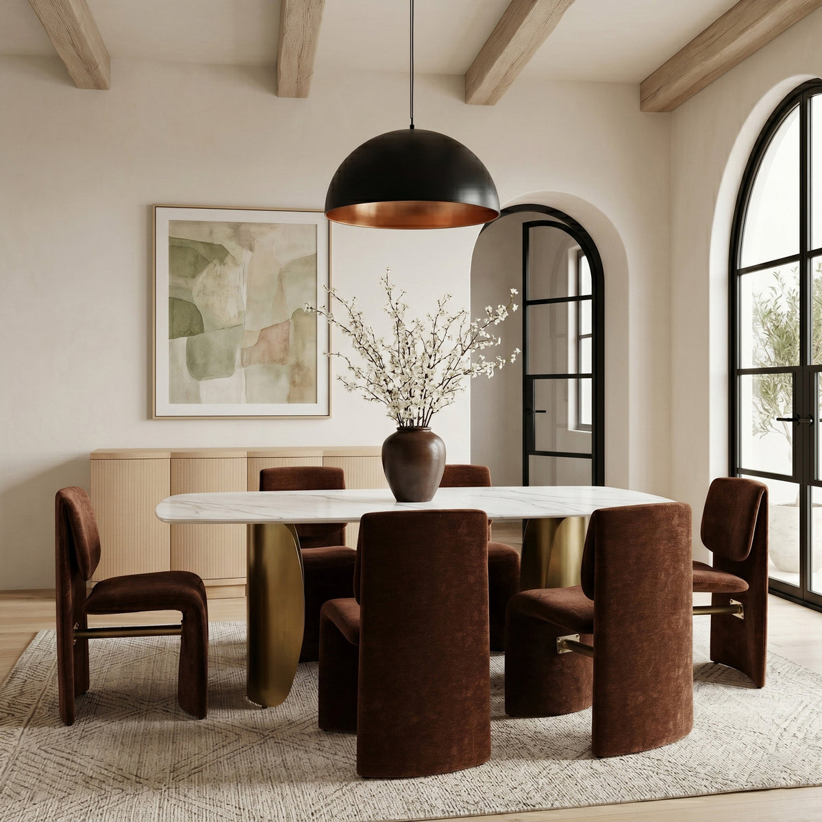 Slique Burgundy Performance Fabric Upholstered Dining Chair Set of 2