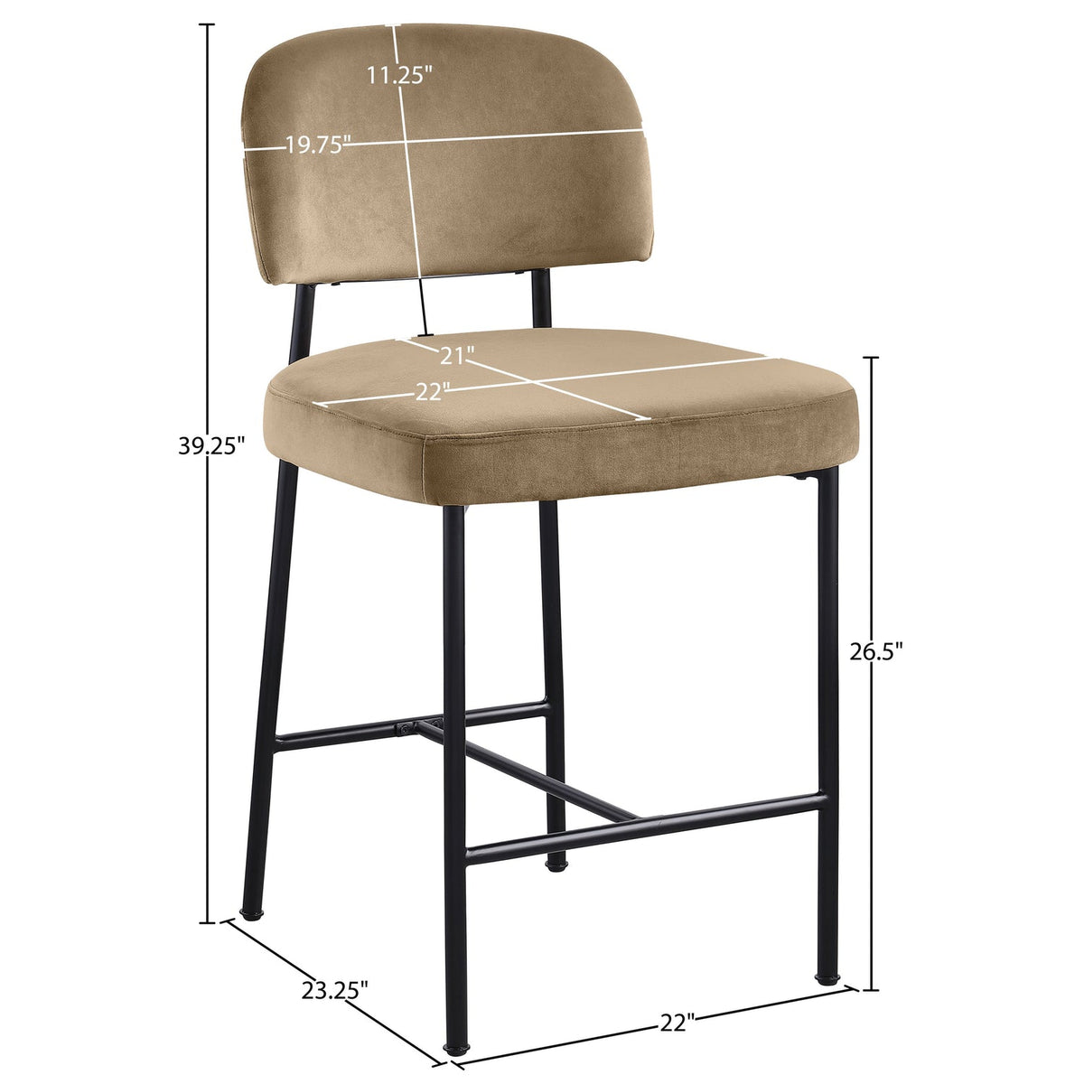Zarelle Beige Performance Fabric Upholstered Counter Stool Set of 2