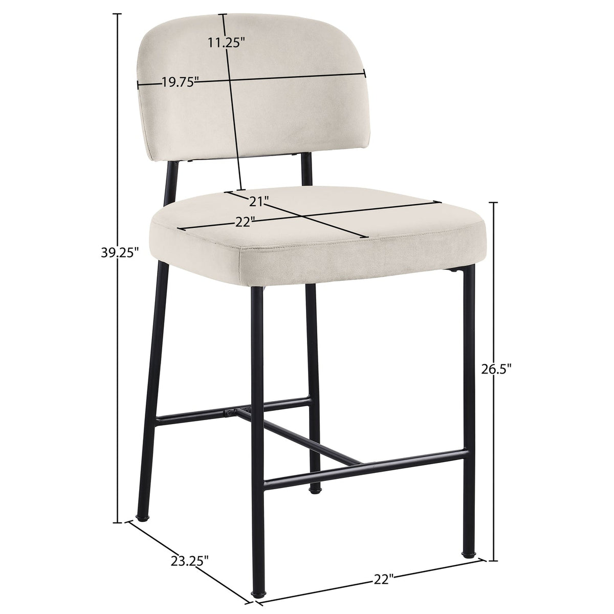 Zarelle Cream Performance Fabric Upholstered Counter Stool Set of 2