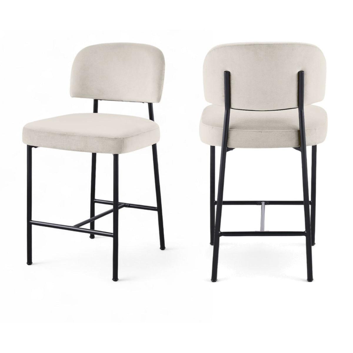 Zarelle Cream Performance Fabric Upholstered Counter Stool Set of 2