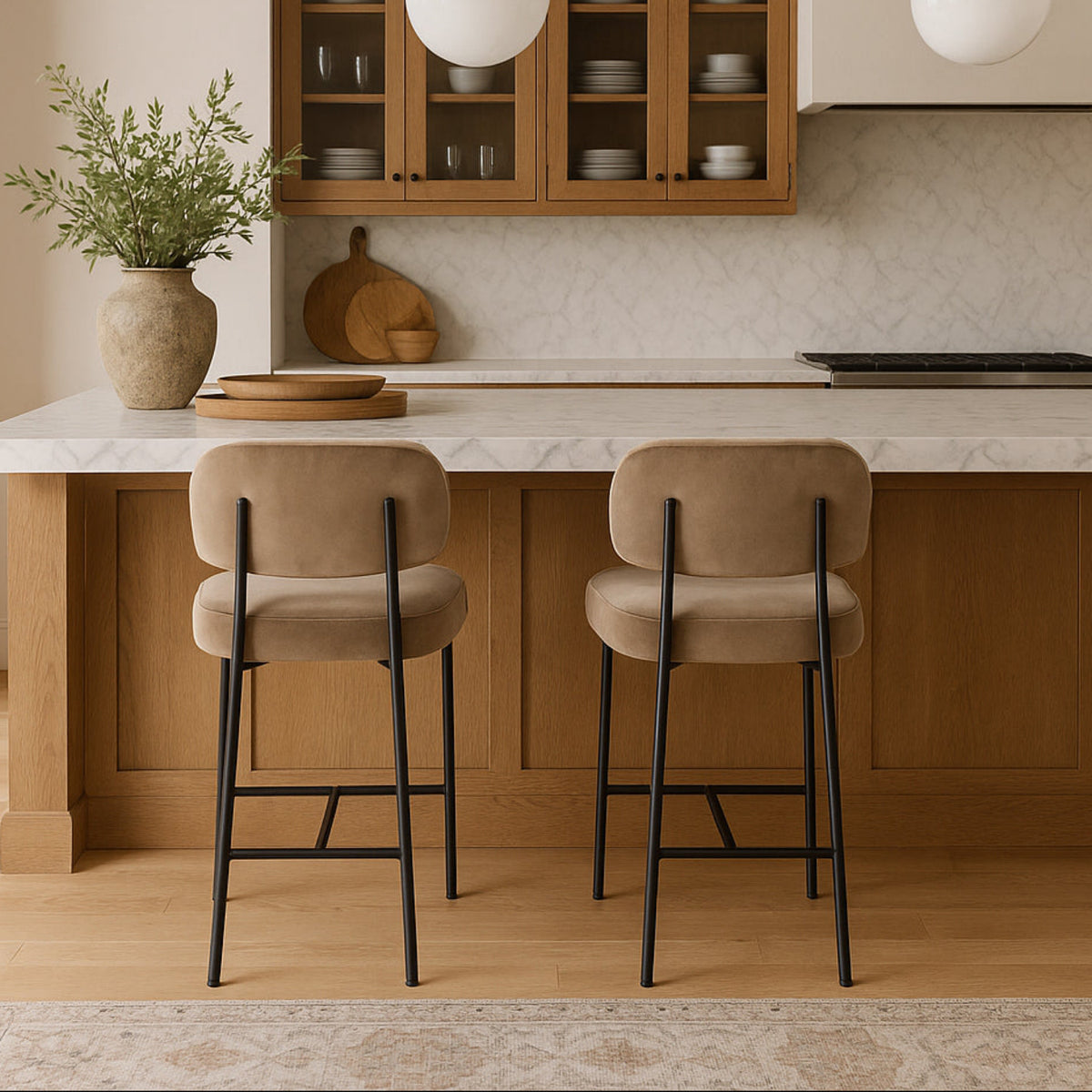 Zarelle Taupe Performance Fabric Upholstered Counter Stool Set of 2