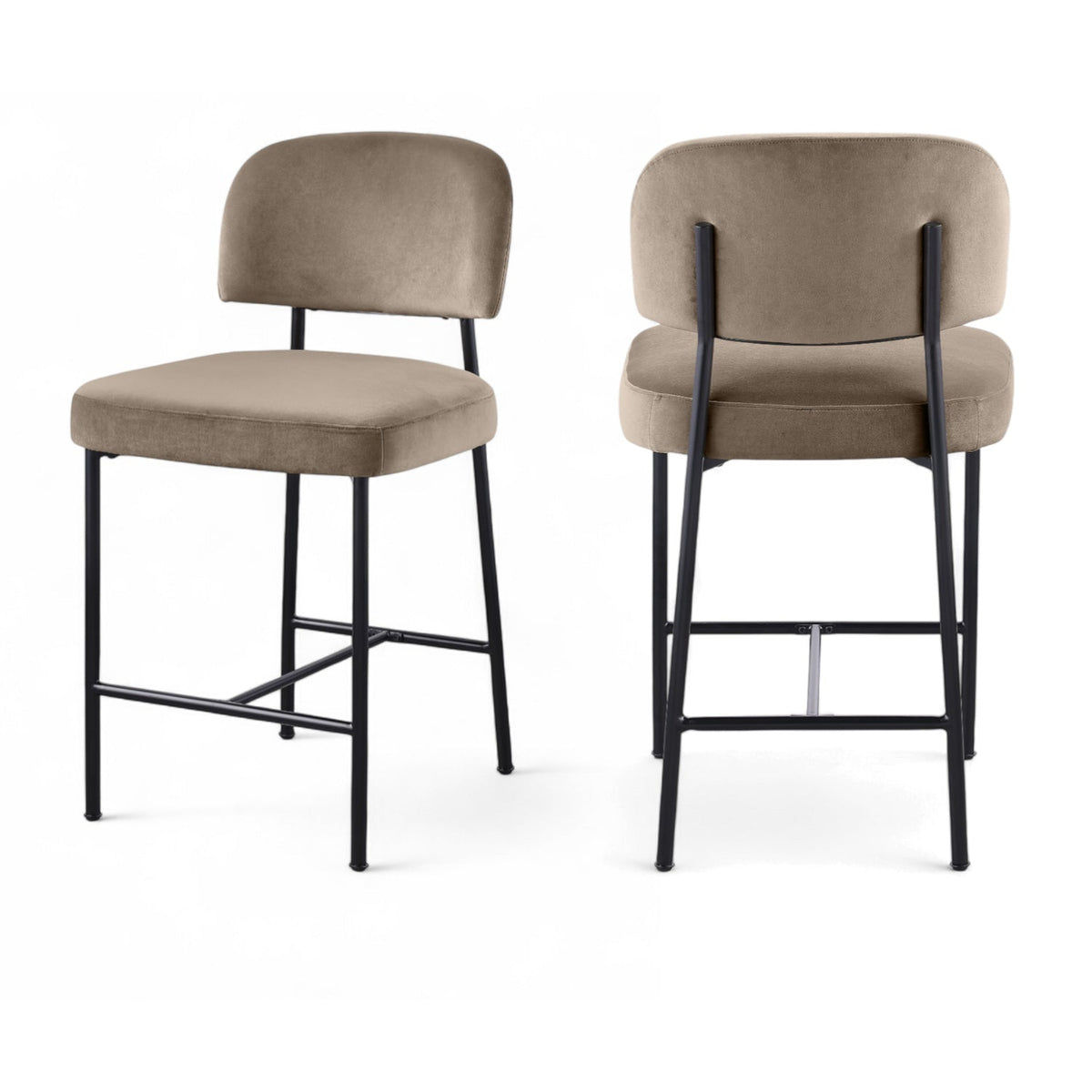 Zarelle Taupe Performance Fabric Upholstered Counter Stool Set of 2