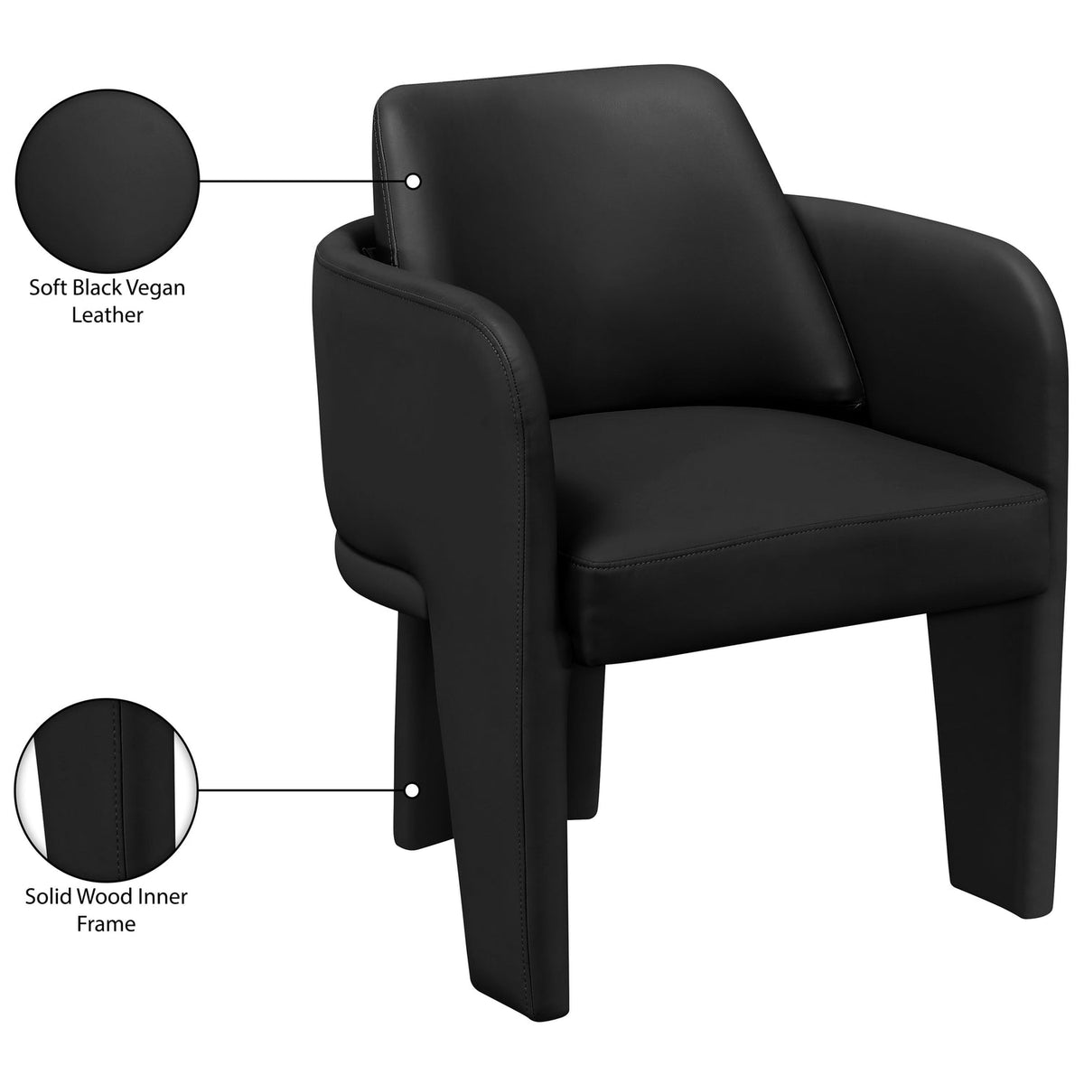 Vanda Black Vegan Leather Upholstered Dining Chair Set of 2