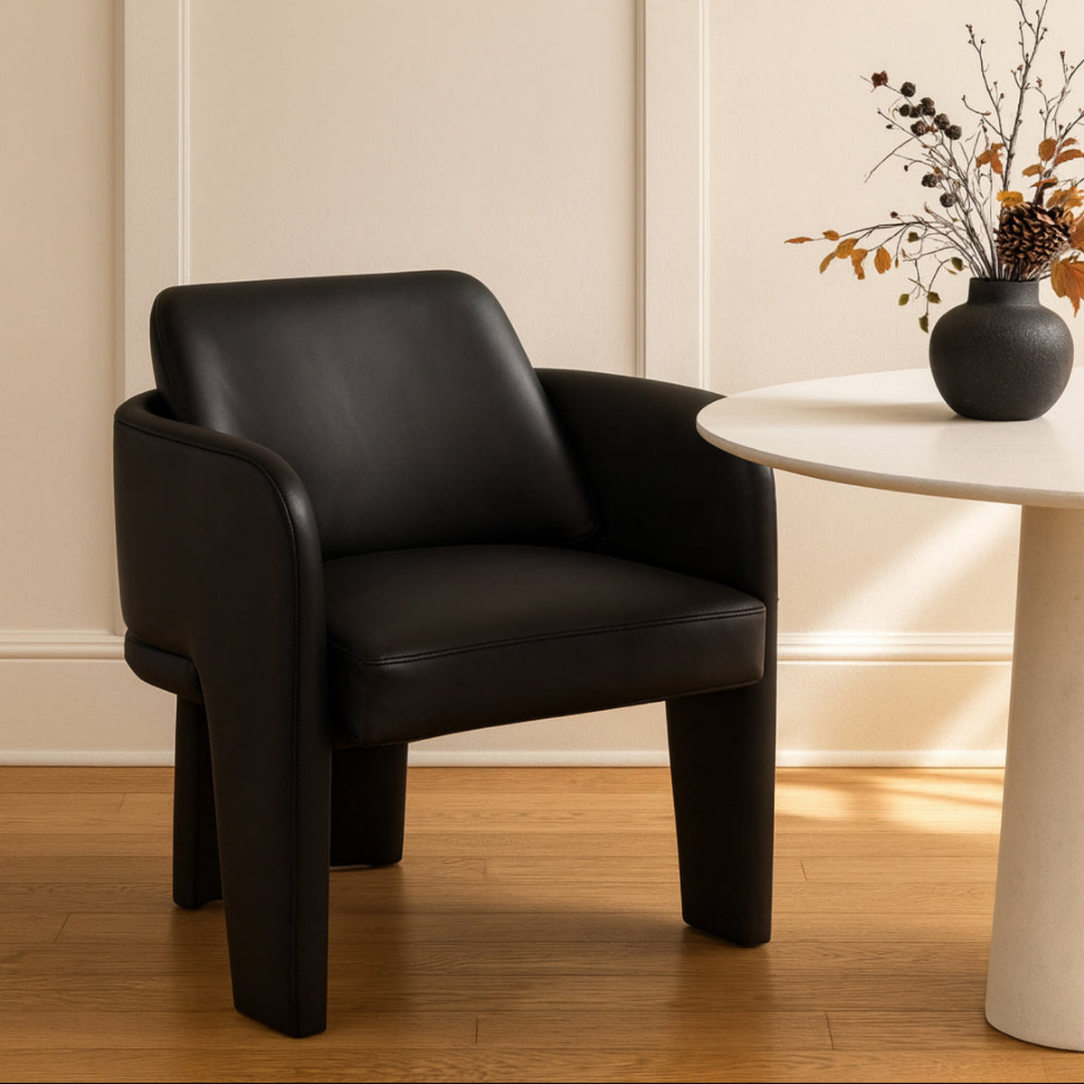 Vanda Black Vegan Leather Upholstered Dining Chair Set of 2