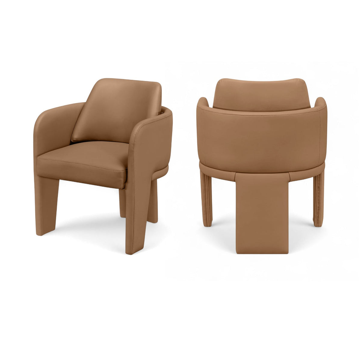 Vanda Cognac Vegan Leather Upholstered Dining Chair Set of 2