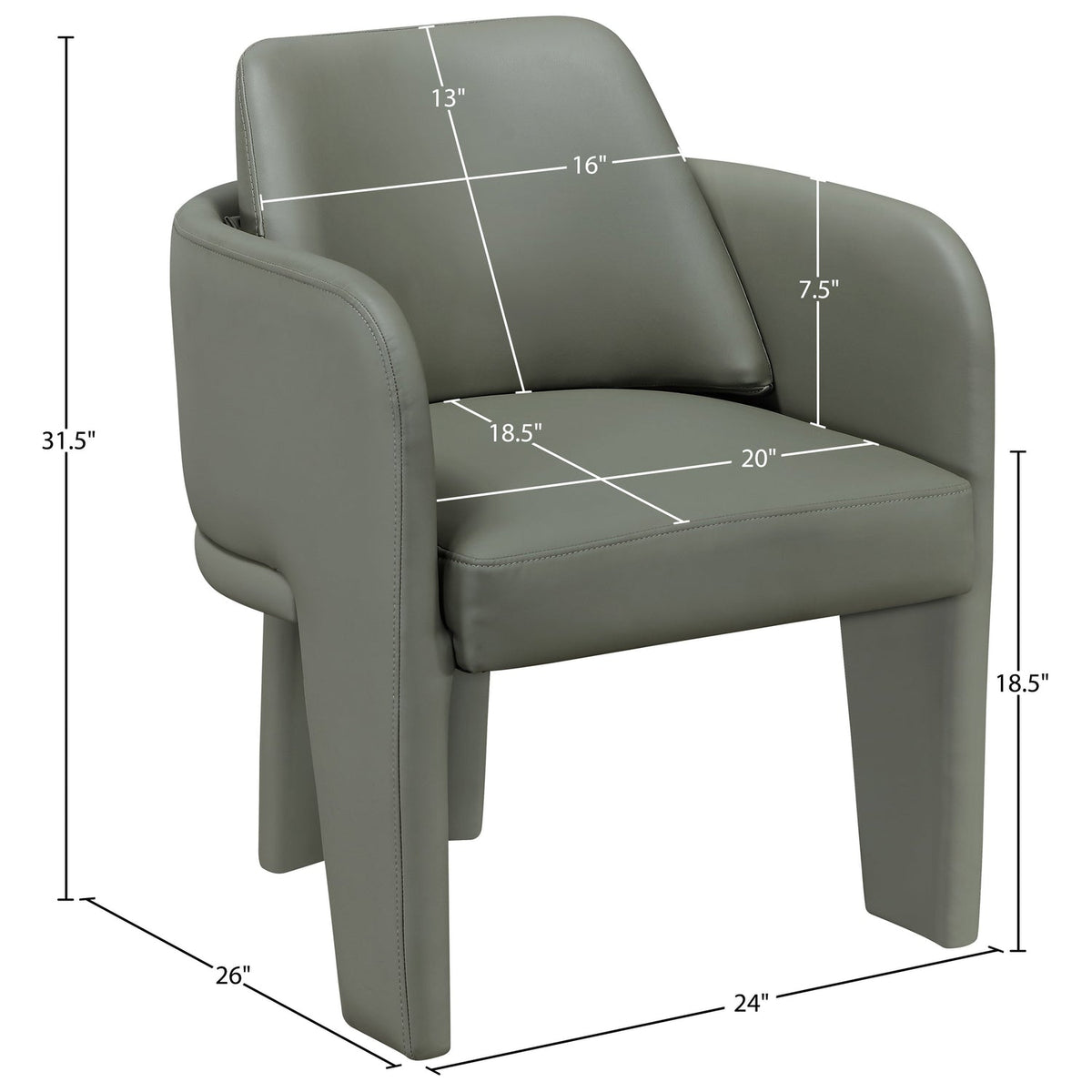 Vanda Olive Vegan Leather Upholstered Dining Chair Set of 2