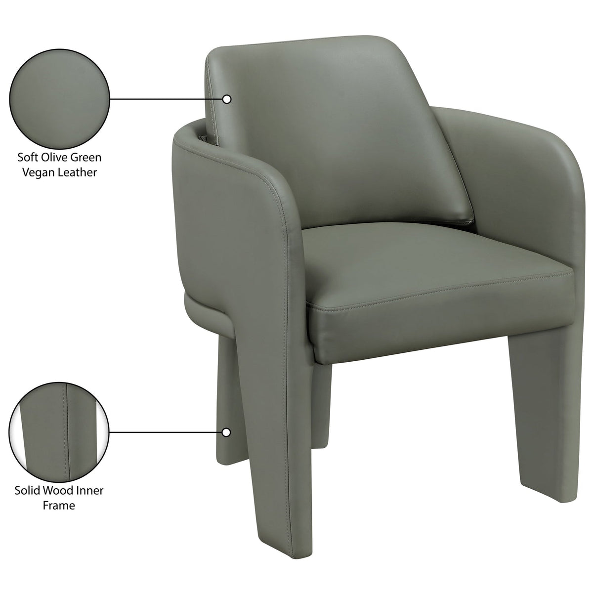 Vanda Olive Vegan Leather Upholstered Dining Chair Set of 2