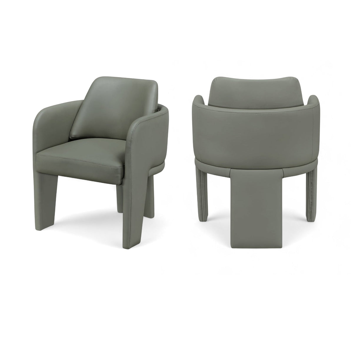 Vanda Olive Vegan Leather Upholstered Dining Chair Set of 2