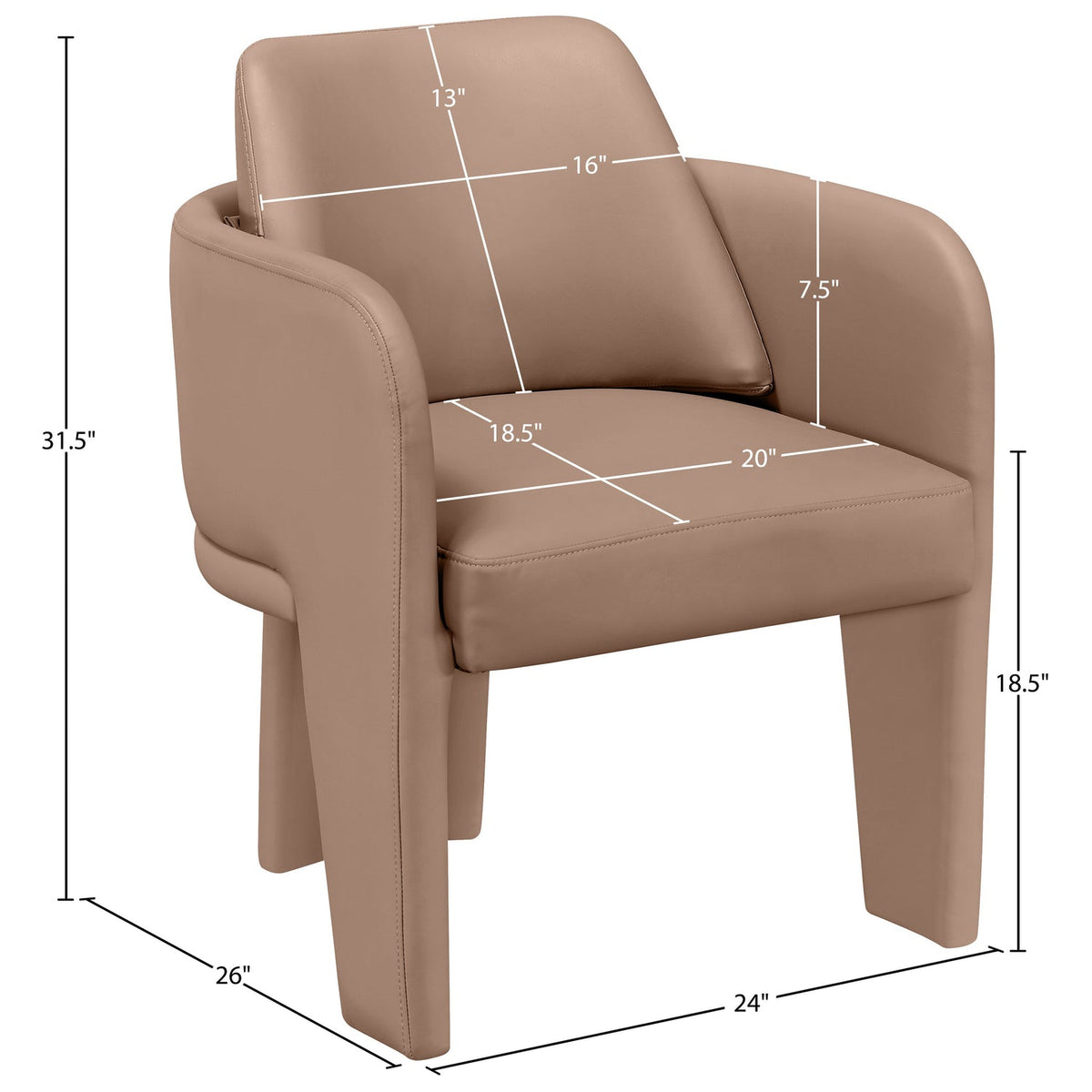 Vanda Tan Vegan Leather Upholstered Dining Chair Set of 2