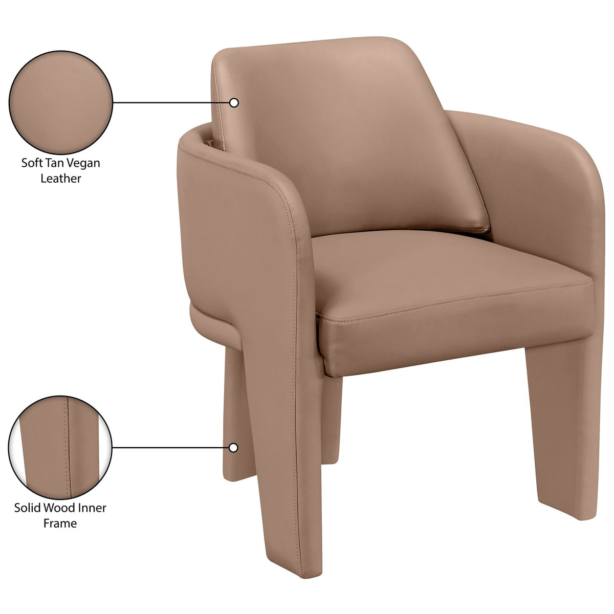 Vanda Tan Vegan Leather Upholstered Dining Chair Set of 2
