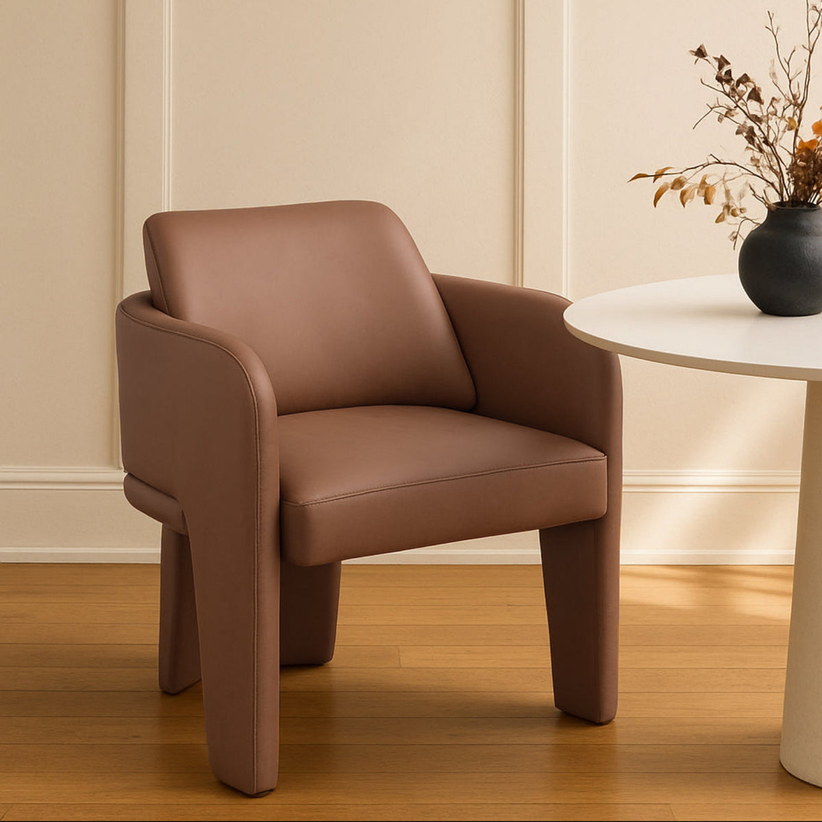 Vanda Tan Vegan Leather Upholstered Dining Chair Set of 2