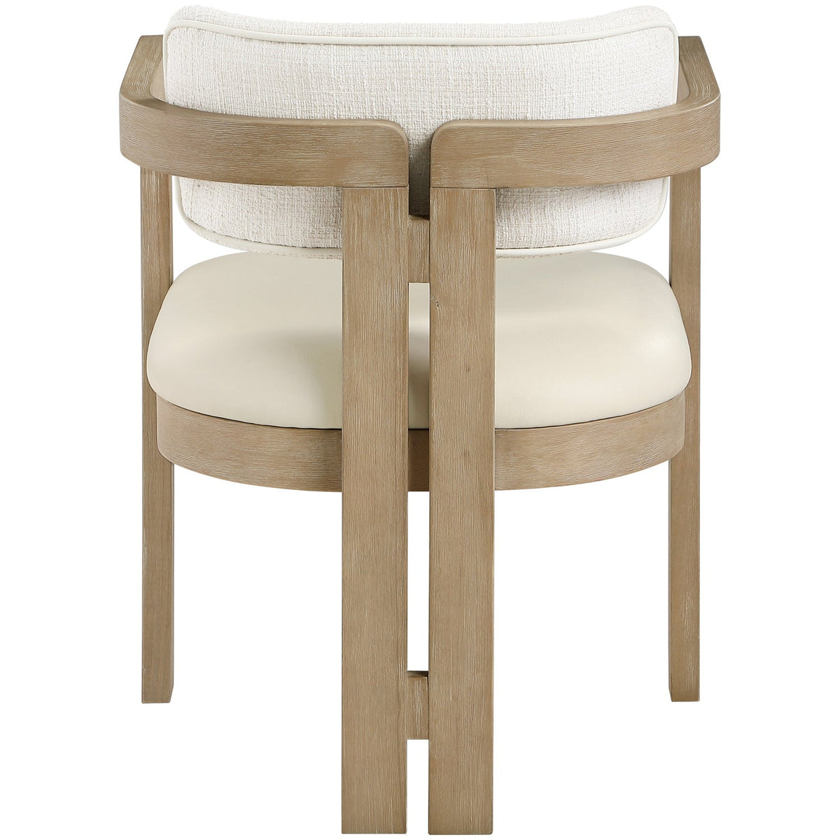Ravina Cream Vegan Leather and Linen Textured Fabric Upholstered Dining Chair Set of 2