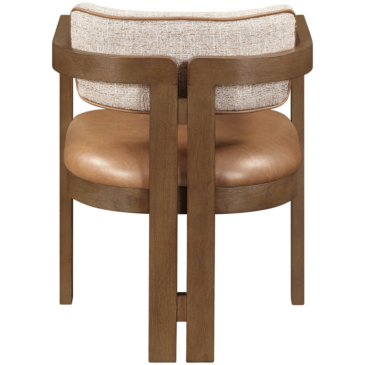 Ravina Cognac Vegan Leather and Linen Textured Fabric Upholstered Dining Chair Set of 2