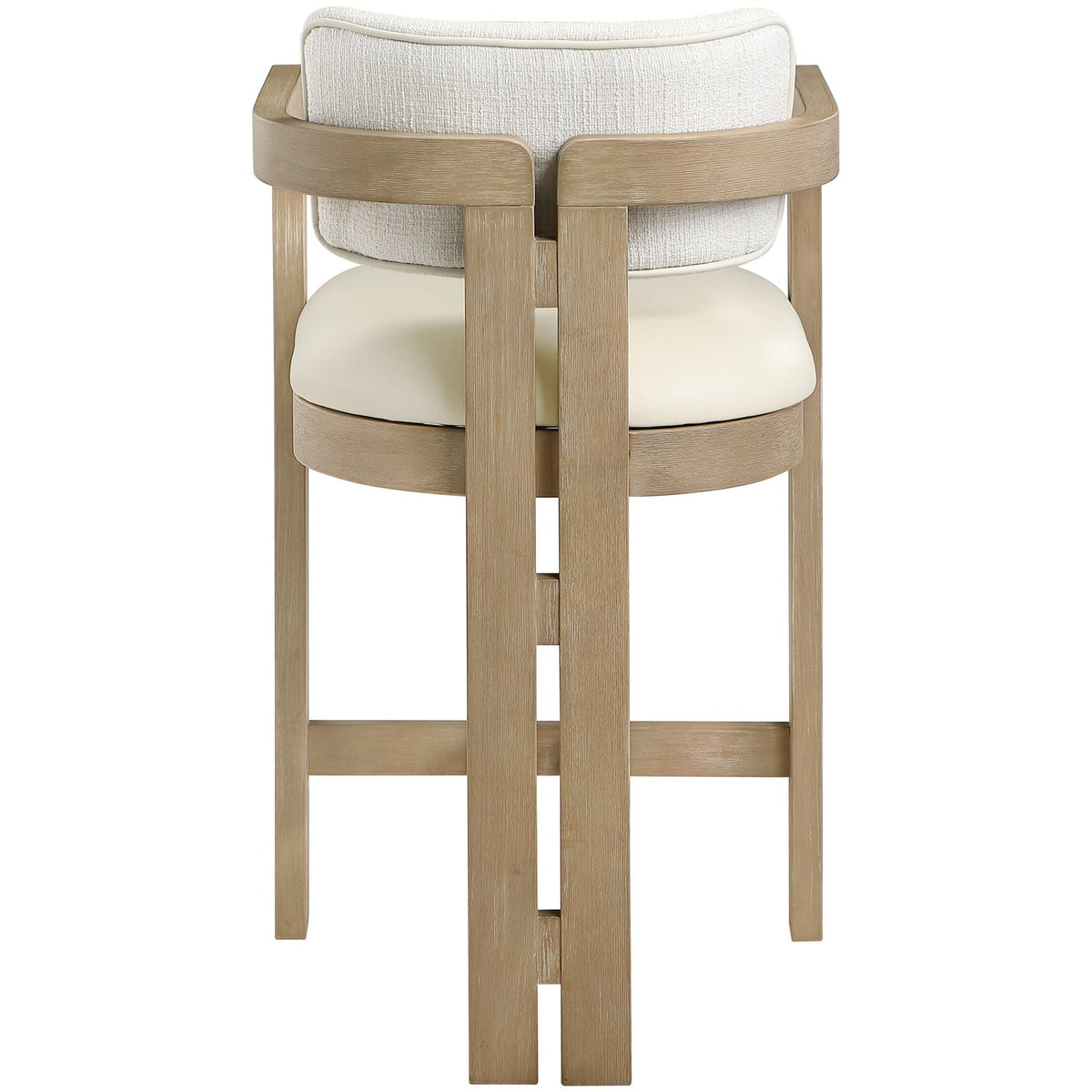 Ravina Cream Vegan Leather and Linen Textured Fabric Upholstered Counter Stool Set of 2