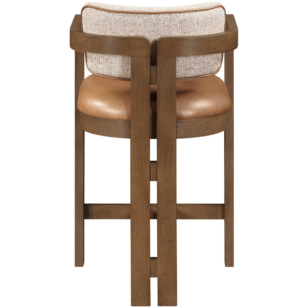 Ravina Cognac Vegan Leather and Linen Textured Fabric Upholstered Counter Stool Set of 2