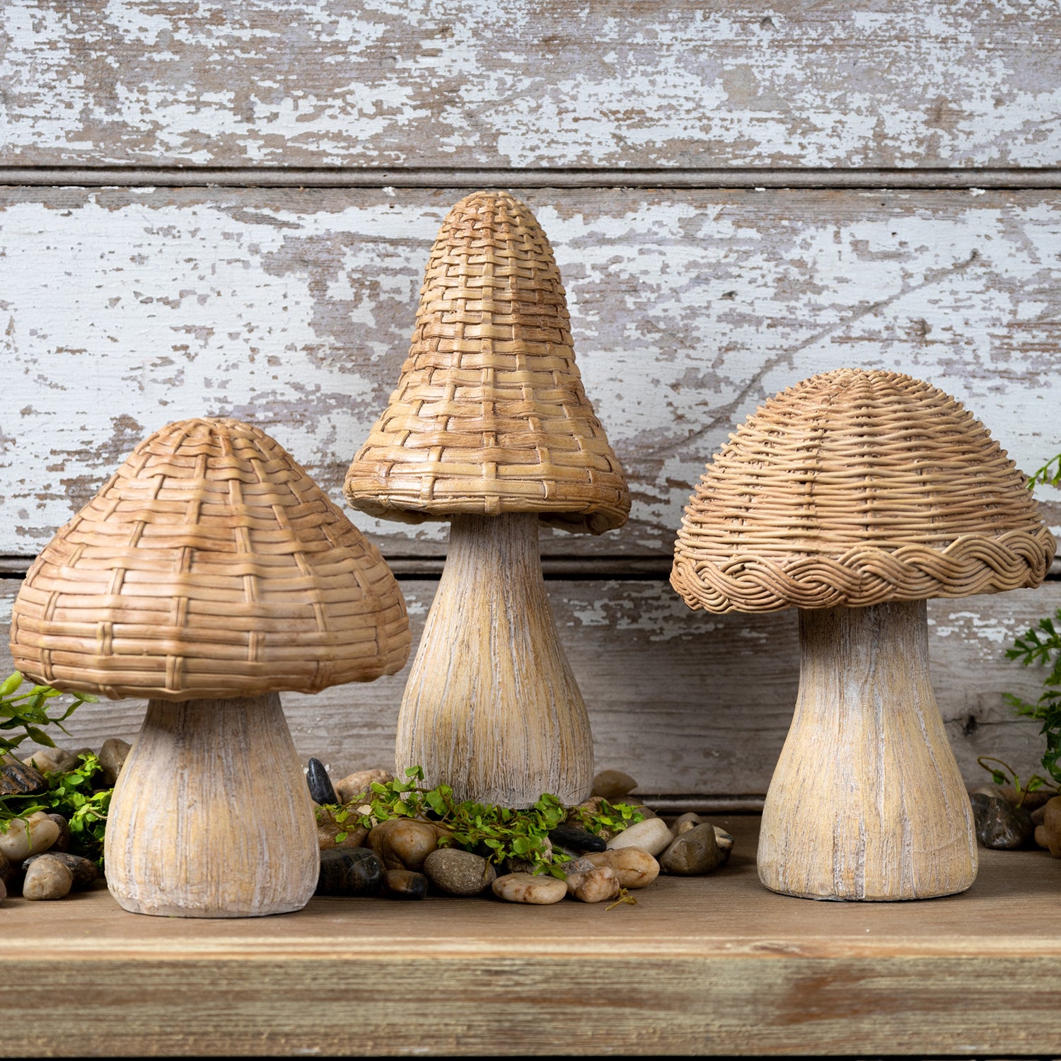Wicker Mushroom Decor Set of 3