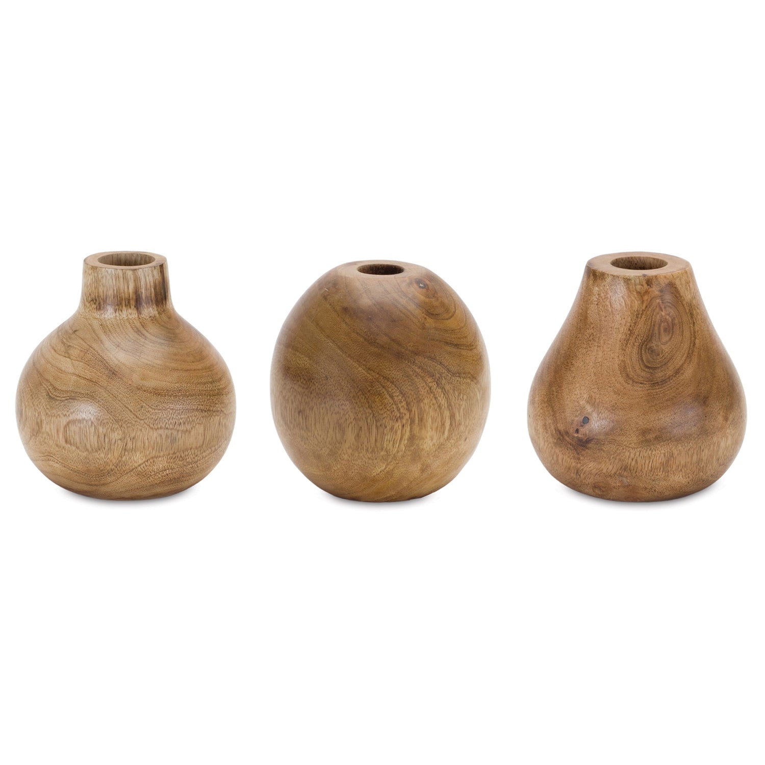 Natural Wood Bud Vase Set of 3
