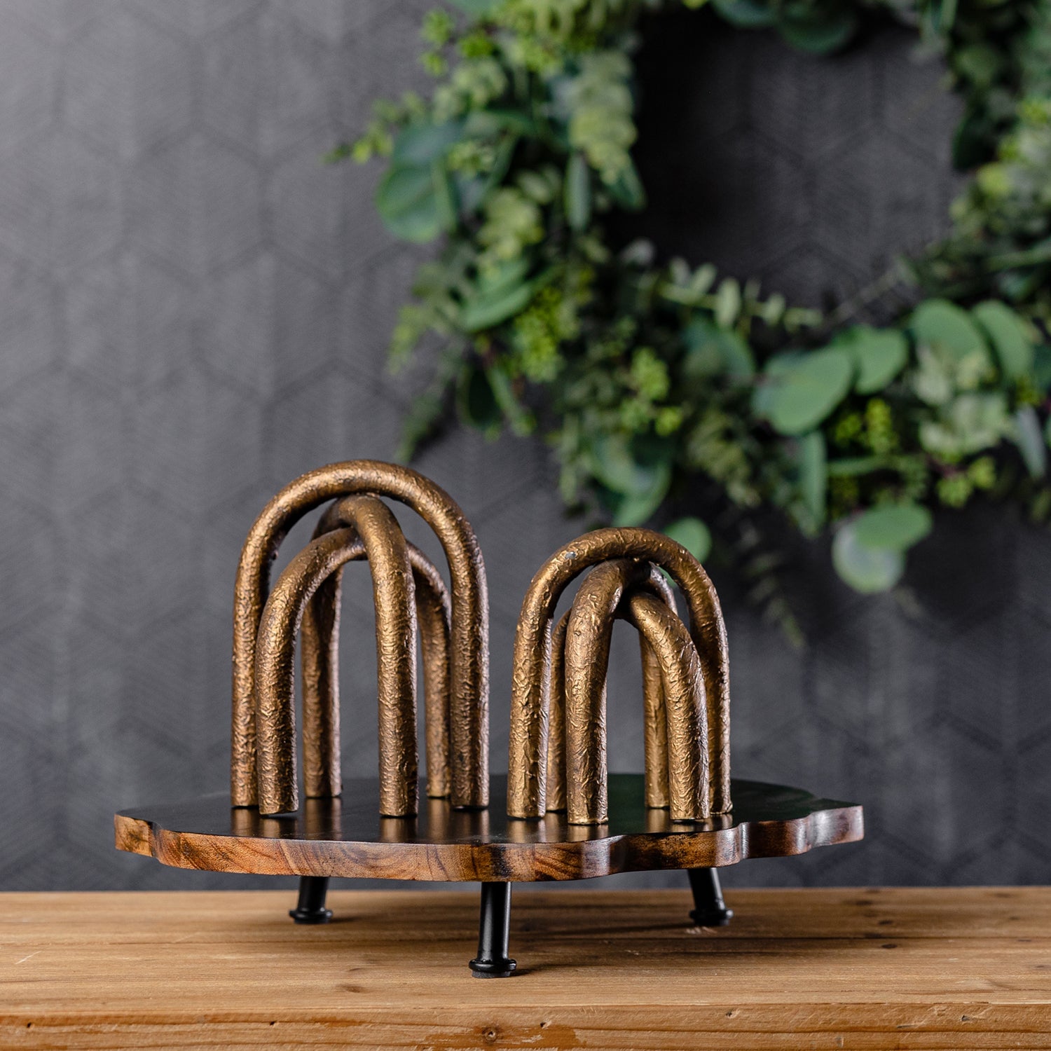 Modern Metal Arches Sculpture Set of 2