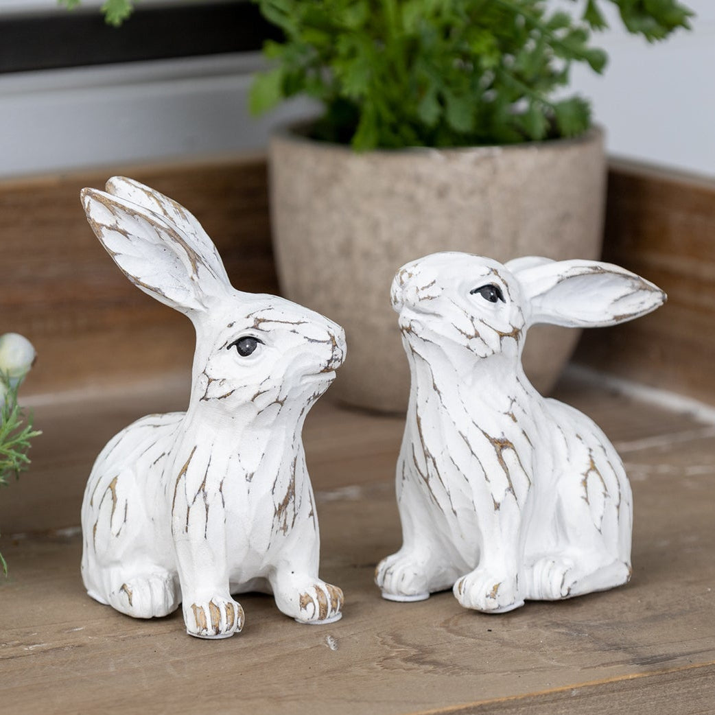 Carved Bunny Figurine Set of 6