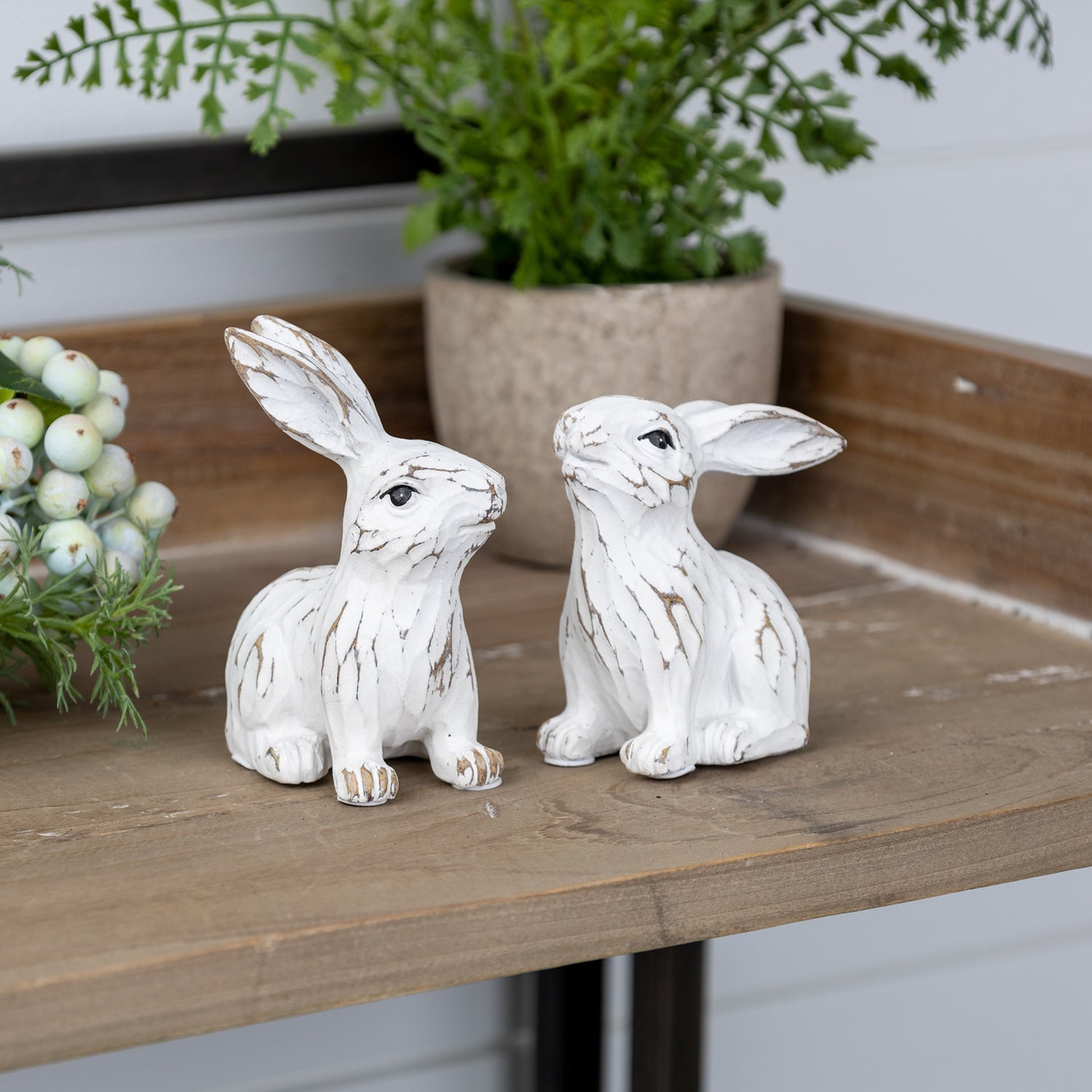 Carved Bunny Figurine Set of 6