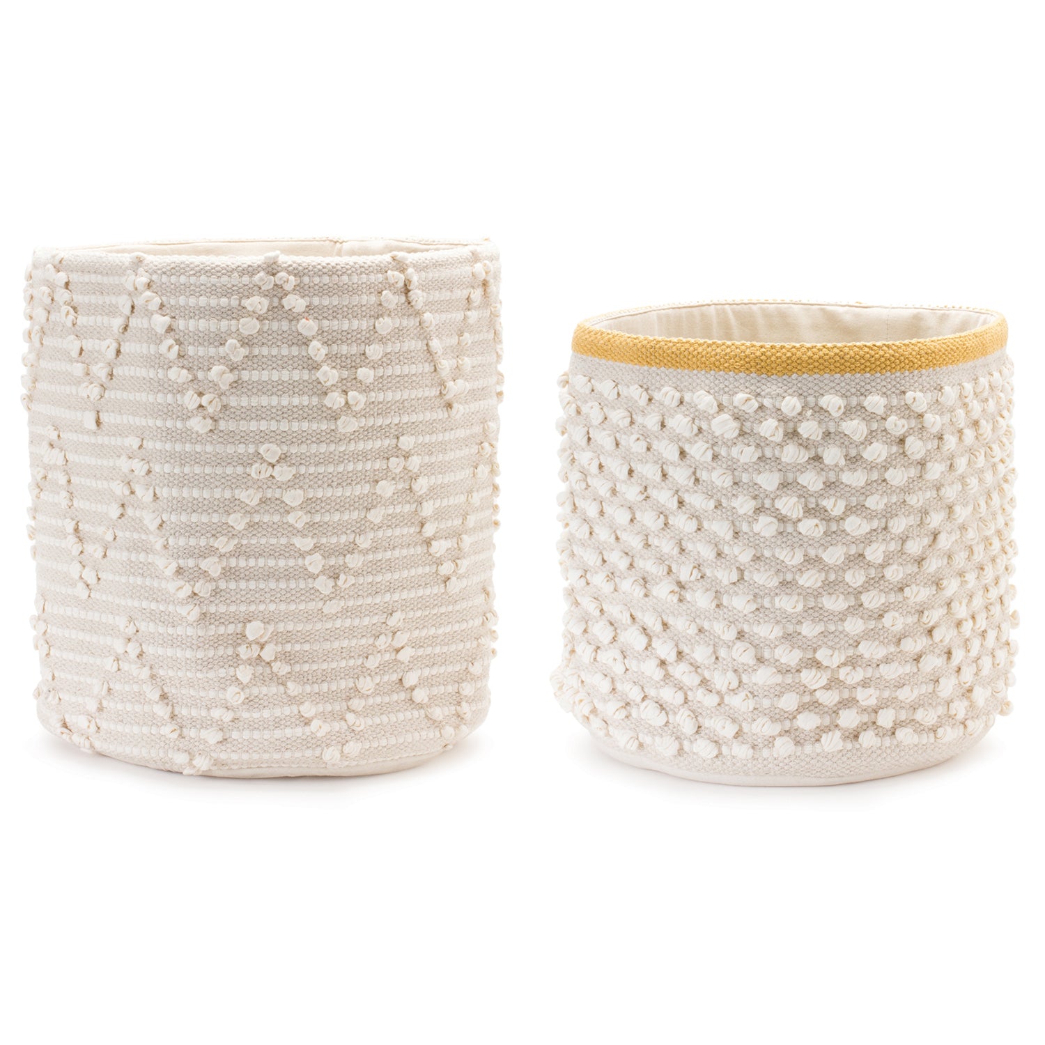 White Woven Cotton Basket Set of 2