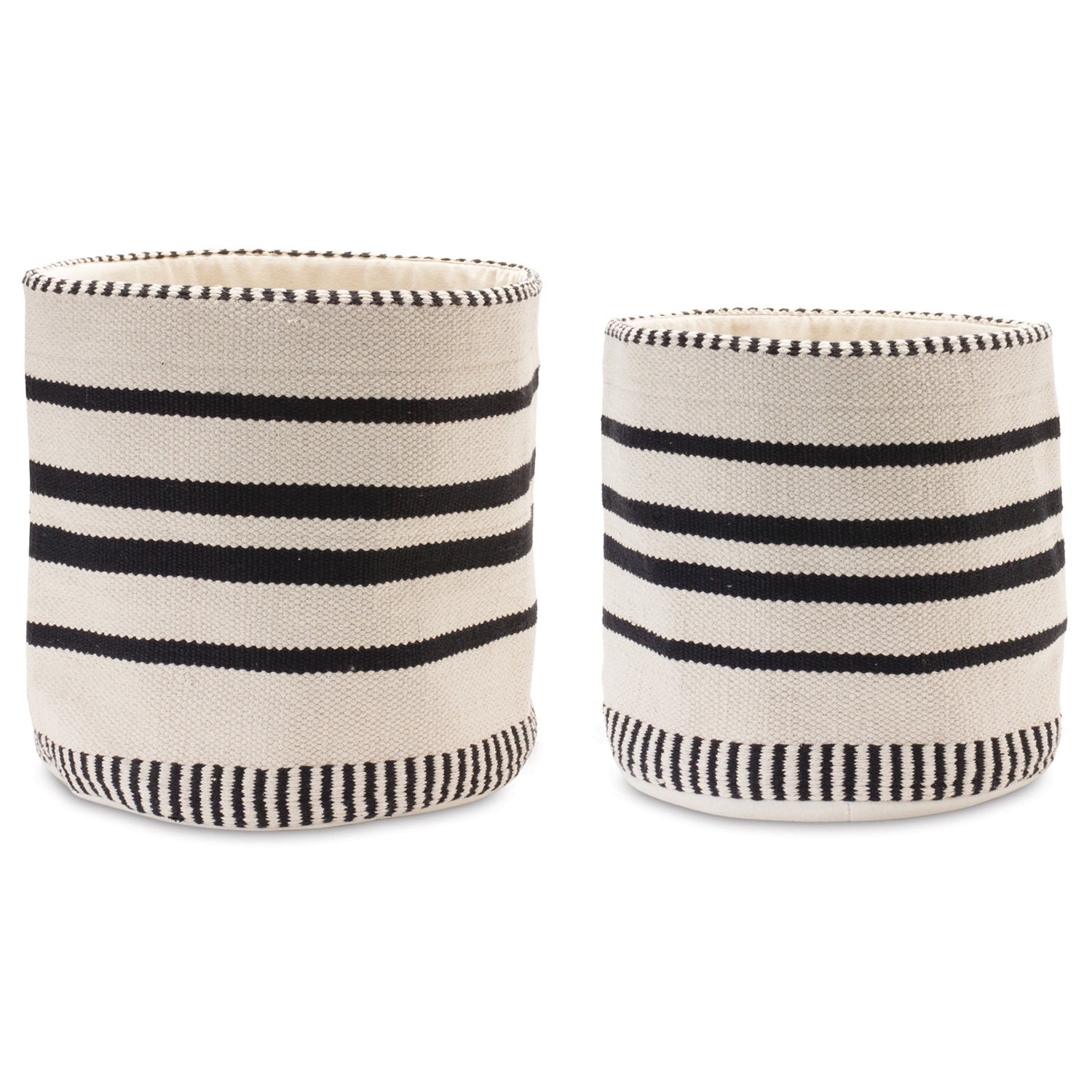 Striped Woven Cotton Basket Set of 2