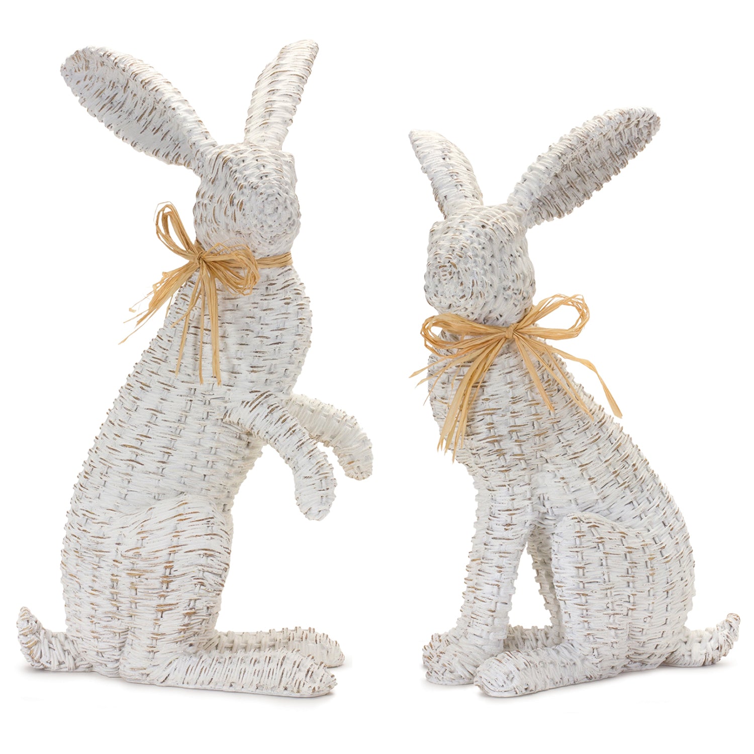 Wicker Rabbit Statue Set of 2