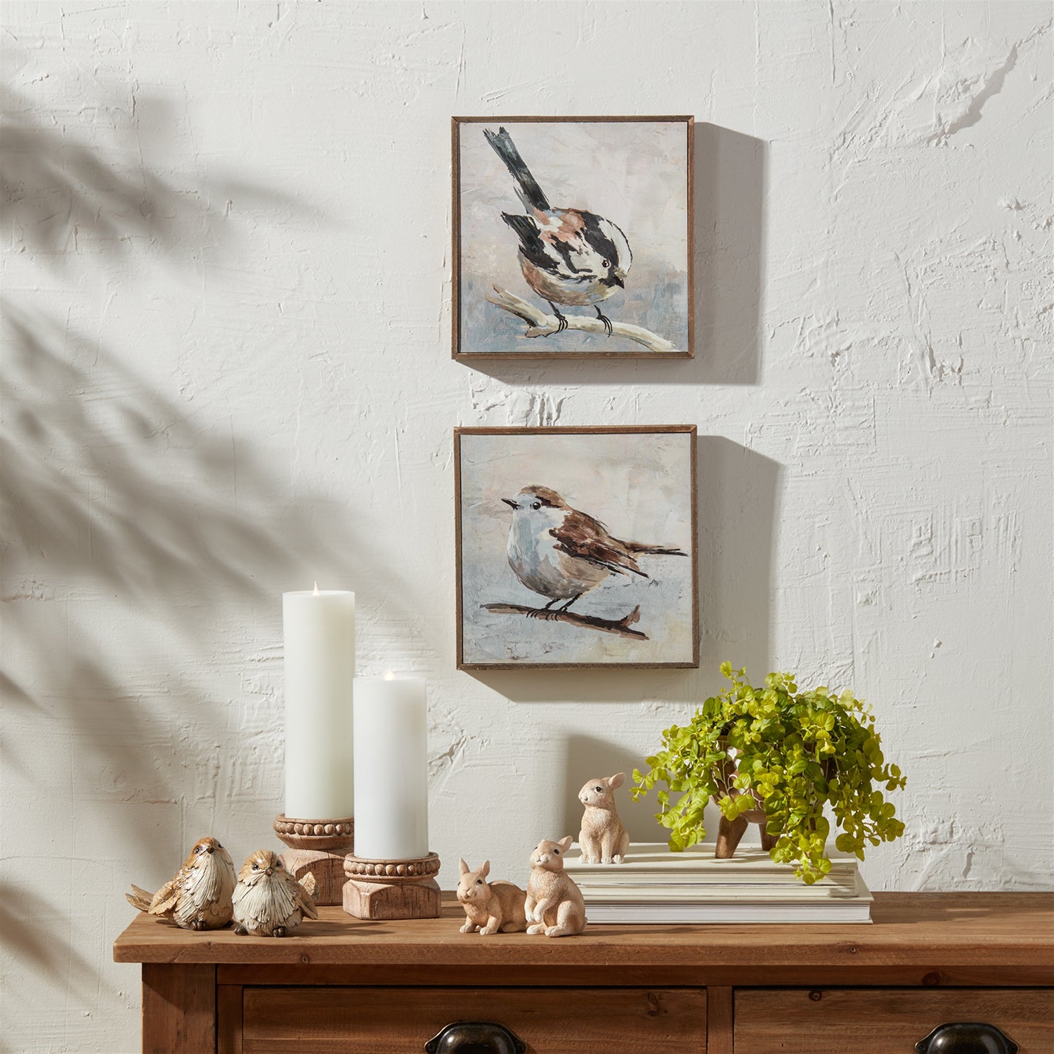 Framed Bird Canvas Block Set of 2