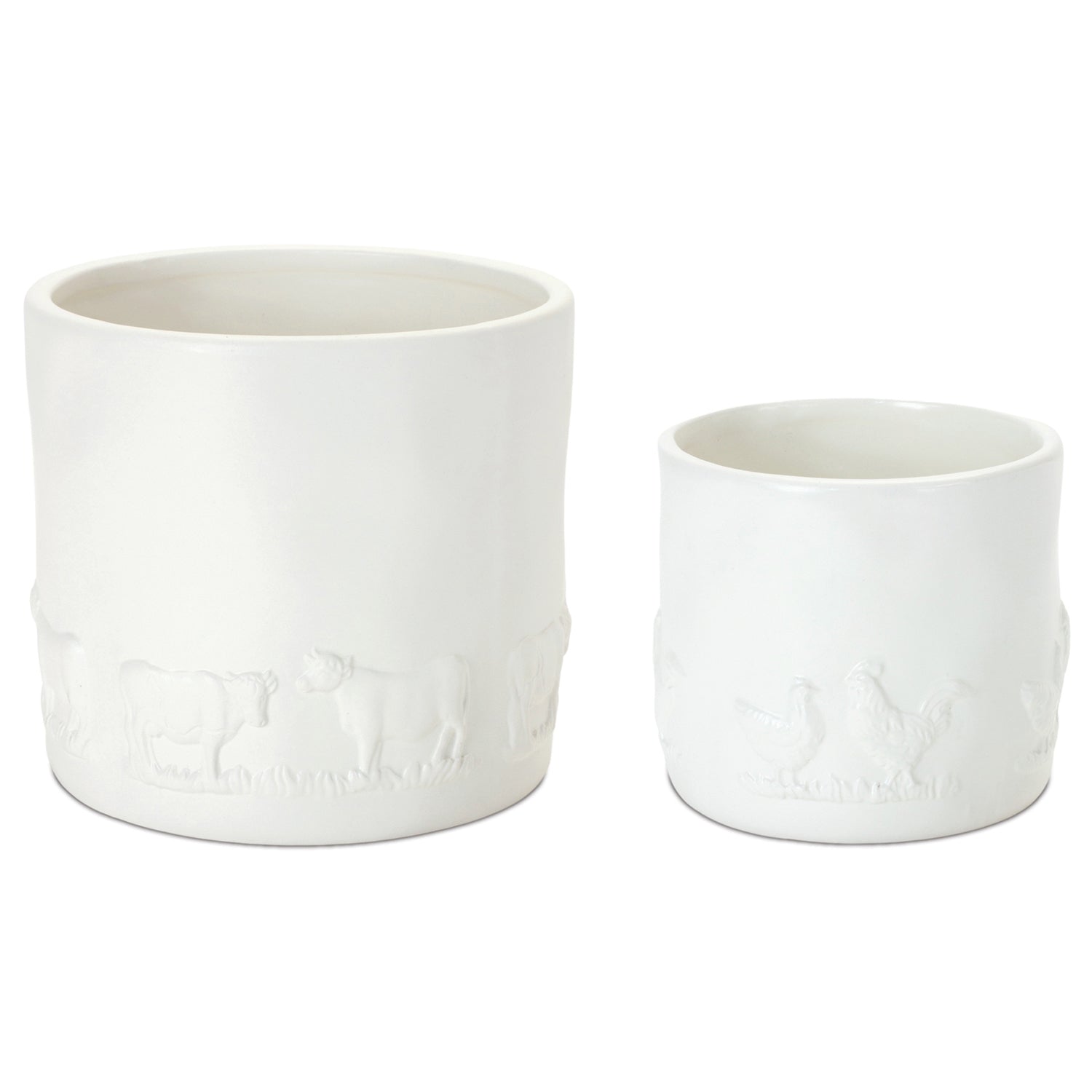 Ceramic Farm Animal Planter Set of 2