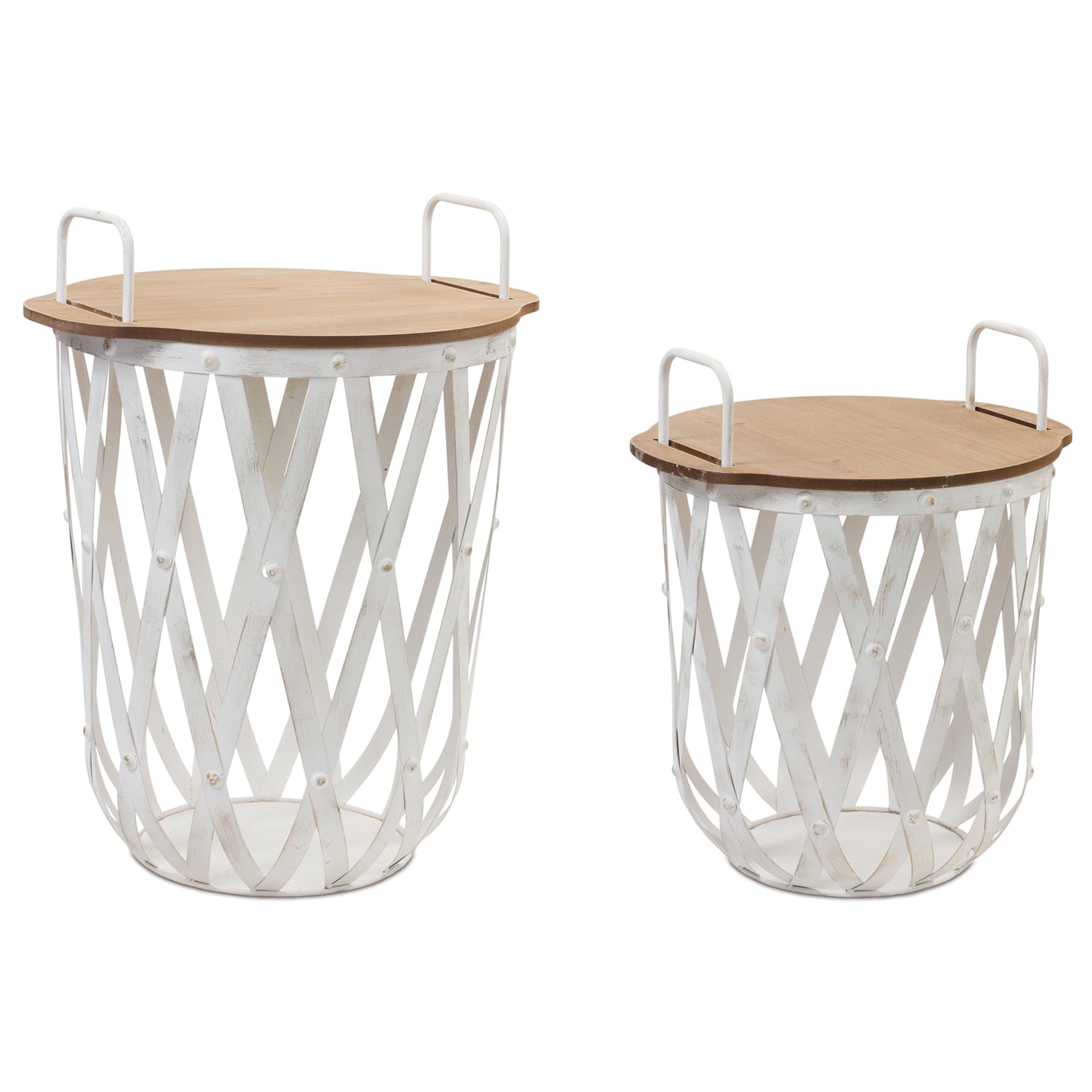 Metal and Wood Side Table Set of 2