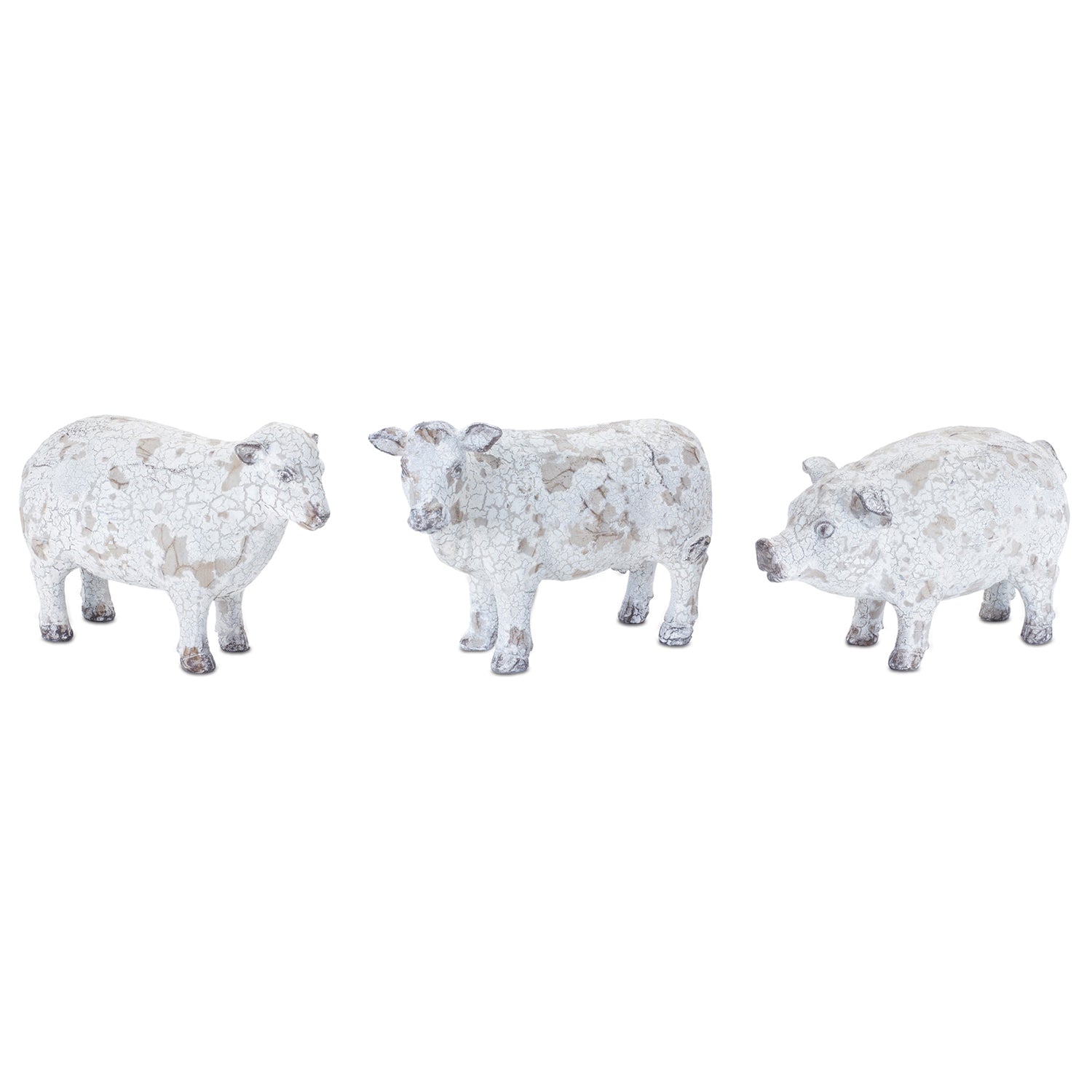 Distressed Farm Animal Figurine Set of 3