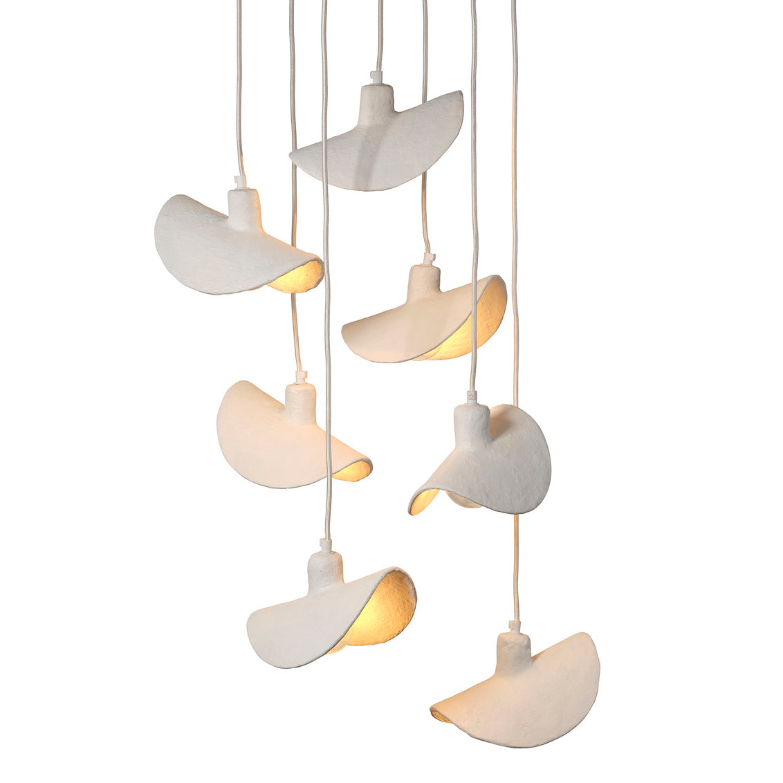 Jamie Young Slope Paper Mache Matte White 7-Light Chandelier