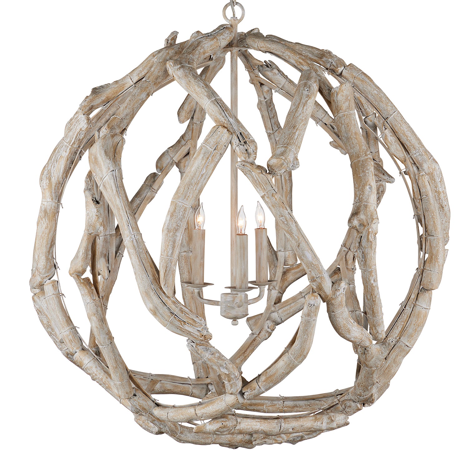 Currey & Co Driftwood Orb Chandelier